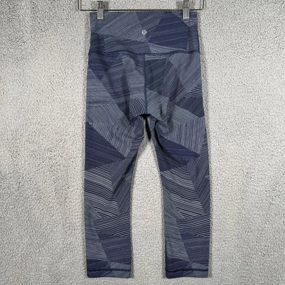 Lululemon Leggings Womens 4 Wunder‎ Under Etch Hail Navy Blue Crop 21